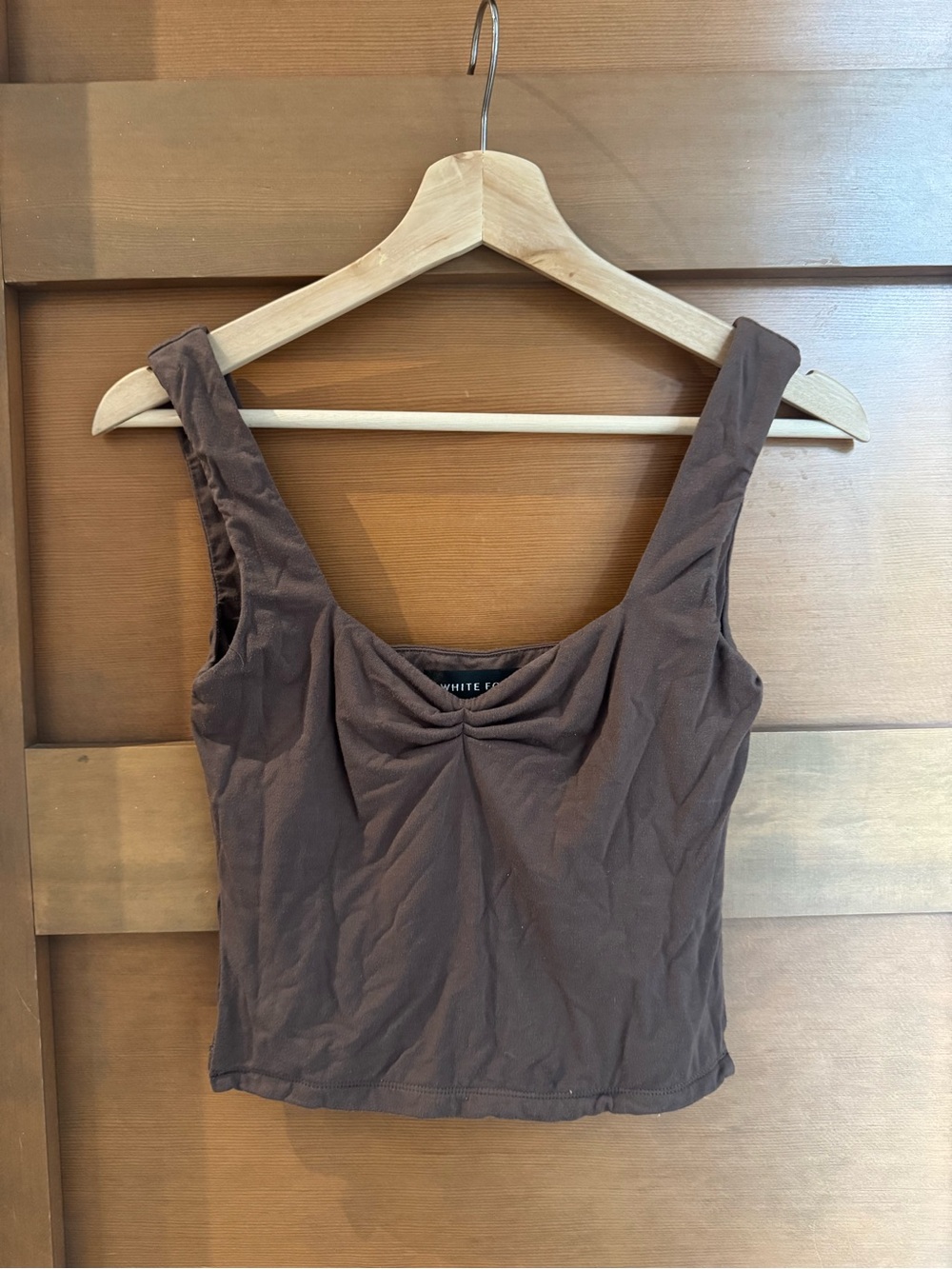 White Fox Boutique Brown Ruched Crop Tank